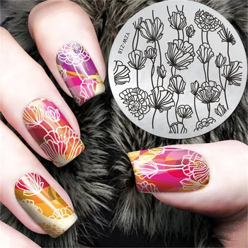 WUF Chic Flower Nail Art Stamp Template 3D Fashion Pattern Polish Printing Stamping Plates Beauty Stencils For Nails #YZW-Z18