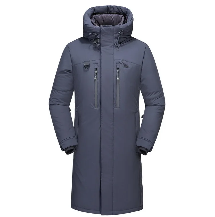 Новая зимняя мужская куртка на утином пуху, модная повседневная мужская утепленная верхняя одежда с капюшоном, удлиненная черная куртка 3XL, Мужская парка