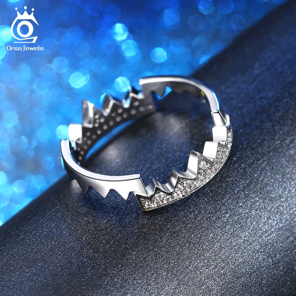 ORSA JEWELS Women Rings Original Vampire's Fangs Shape Shiny AAA CZ Gold-color Silver Color Female Party Ring Gift Jewelry OR161