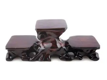 

Wooden Crafted Triple Display Stand For Netsuke Snuff Bottle Figurine Home Decor