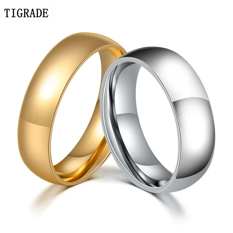 

Tigrade 6mm Trendy Wedding Bands Rings For Women Love Gold Silver Color Ring Stainless Steel Men Promise Fashion Jewelry