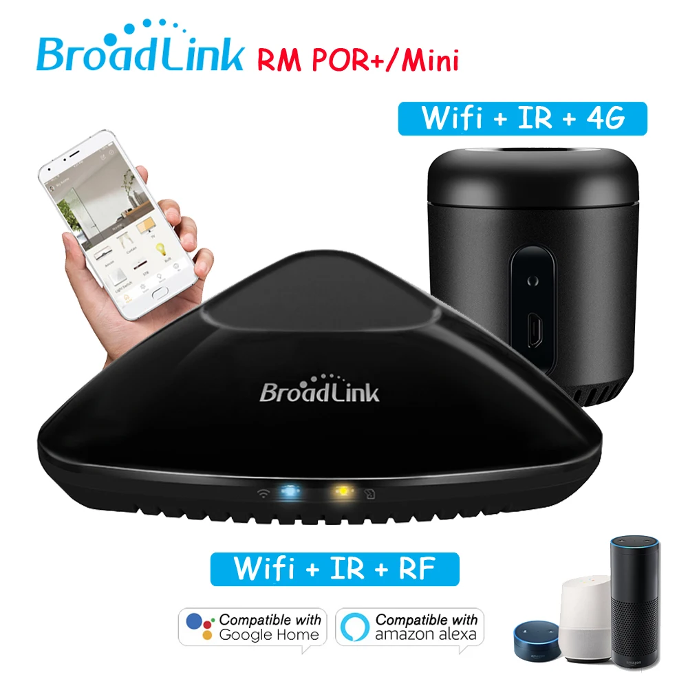 

2019 Newest Broadlink RM Pro+ RM33 RM Mini3 Smart Home Automation WIFI+IR+RF+4G Universal Controller for iOS Android