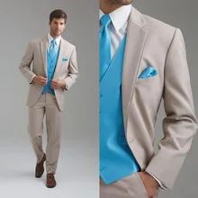 Приталенный подходят два кнопки бизнес жених смокинг нотч Beige жениха костюмы обычный заказ свадьба пром Suitswe