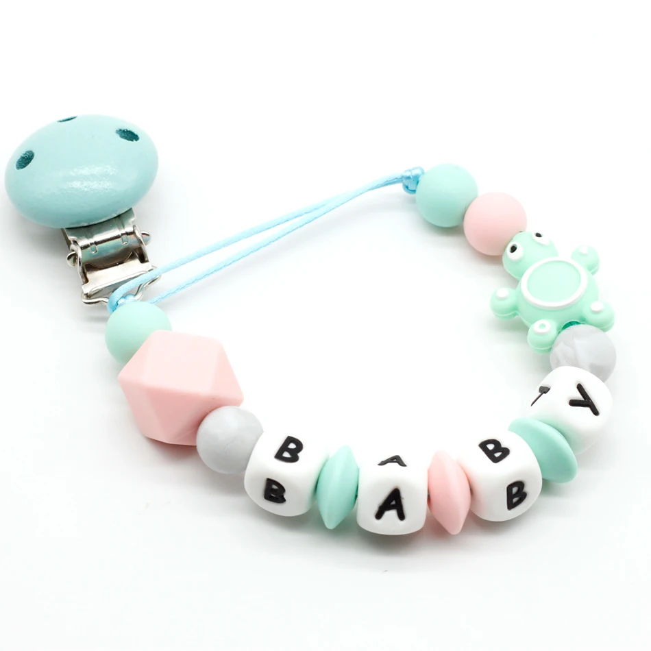 NEW Personalized Any Name Wooden Pacifier Clip, Soother Clips, Baby