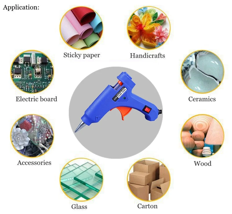 20W Glue Gun Mini Hot Melt EU Plug for DIY Thermo Electric Heat Temperature Tool with 2pcs Glue Stick 7mm Silicone Adhesive (9)__