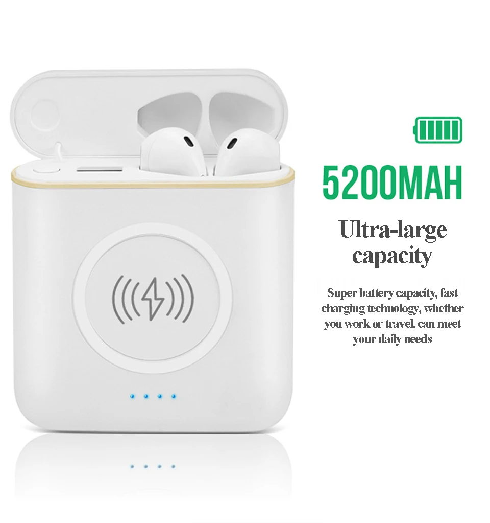 New Volemer XT6 tws headphones Stereo 3 in 1 Wireless Bluetooth Earphone +wireless charge +5200mAh charging box for IPhone 78X (7)