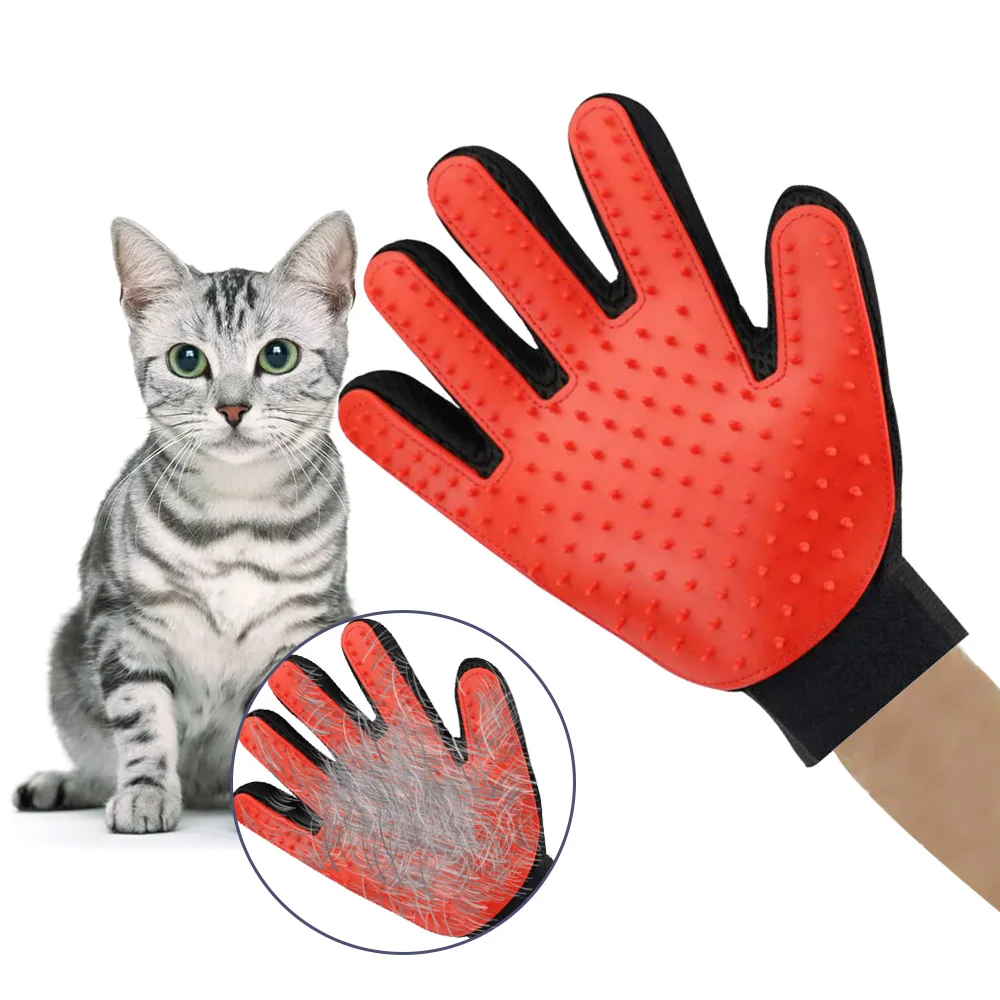 Silicone Cat Hair Remove Glove Pet Dog Deshedding Grooming Combs Brush Bath Cleaning Massage Gloves Cat Grooming Pet Supplies