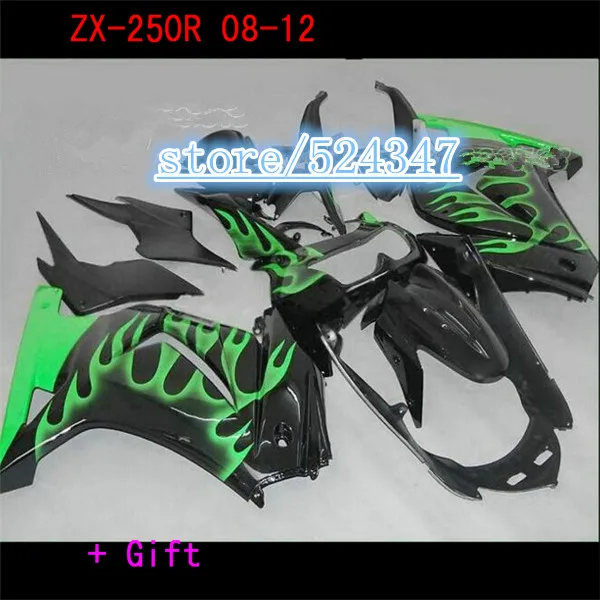 Carenado Fit Ninja EX250 ZX250R 08-12 ZX-250R ZX 250R 08 09 10 12 llamas verde 250+ libre del Carenado Fit Ninja EX250 ZX250R 08-12 ZX-250R ZX 250R 08 09 10 12 llamas verde 250+ libre del