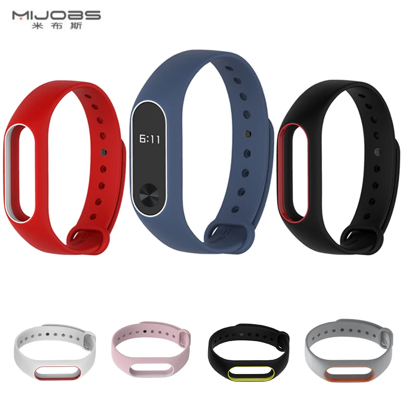 

Mijobs Mi Band 2 Strap Bracelet Colorful Strap For Mi Band 2 Silicone For miband 2 Smart Accessories Replacement Wristband