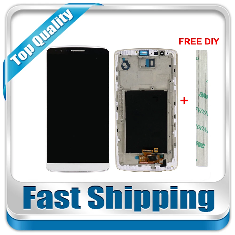 Color : White Touch Panel with Frame for LG G3 // D850 // D851 // D855 // VS985 LCD Screen Mobile Phone LCD Display Black