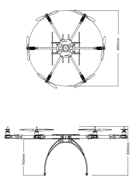 Rctimer X800 гексакоптер комплект из углеродного волокна для рамы DIY 6 оси мульти-Rotor RC Quadcopter Комплект черного цвета