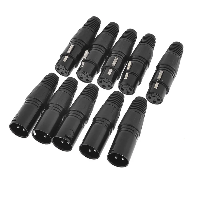 

5 Pairs Audio Mic Microphone Adapter XLR 3 Pin Male/ Female Connector  LCC77