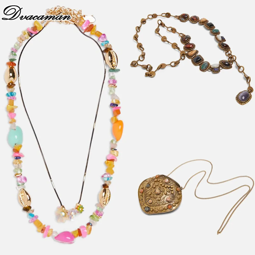 

Dvacaman 2019 ZA Designs Seashell Pendant Necklace Set for Women Fashion Natural Stone Choker Necklace Handmade Wedding Jewelry