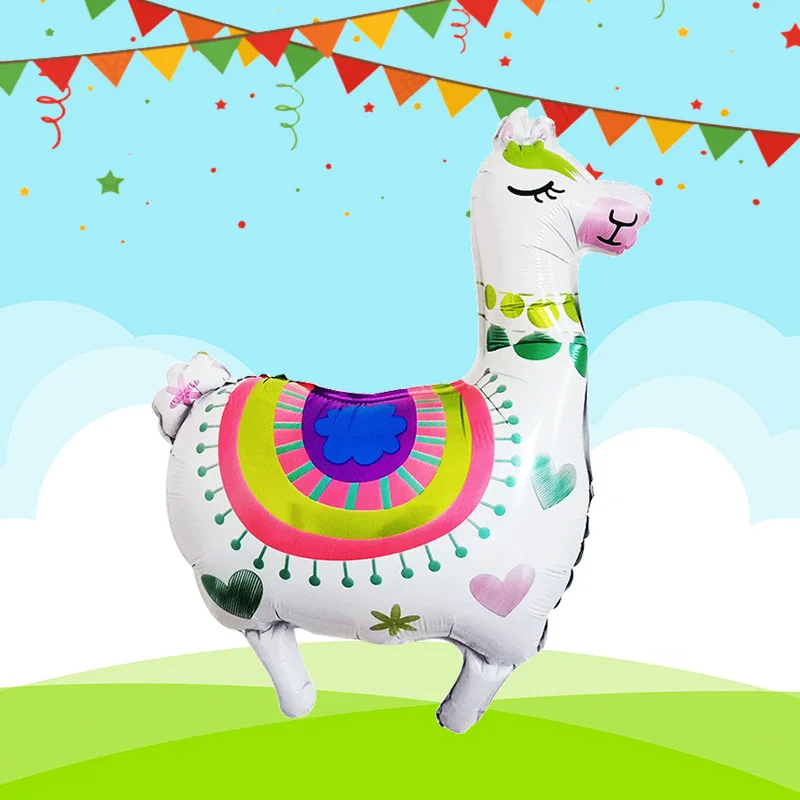 Baru Kartun Hewan Styling Film Aluminium Balon Alpaca Naik Domba