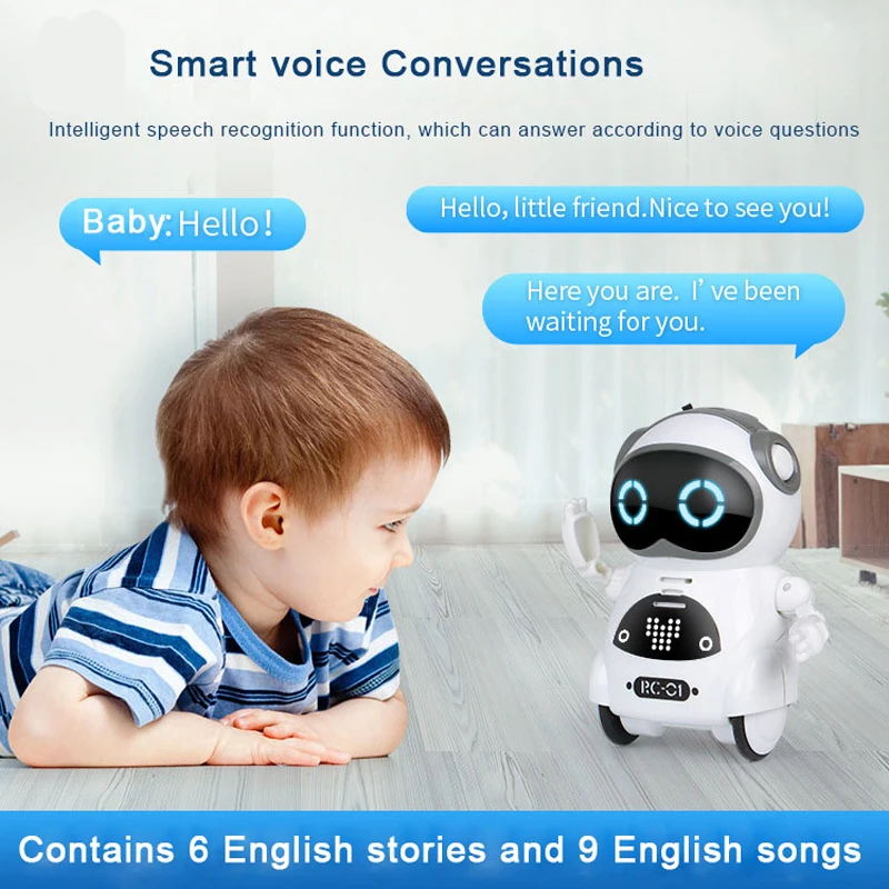 RC Robot Pocket Intelligent Interactive Talking Dialogue Voice Recognition Record Singing Dancing Telling Story Mini Robot Toy