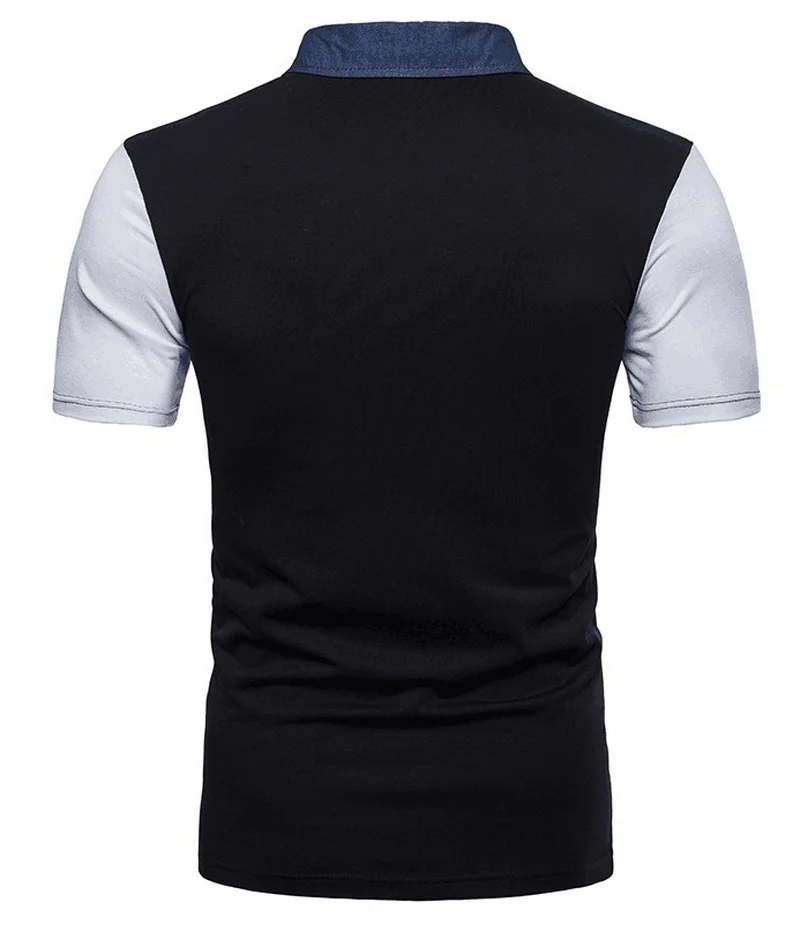 ZOGAA Polo рубашка мужская брендовая полосатая джинсовая с вырезом, вязаная, с коротким рукавом деловая рубашка поло хлопковая Повседневная Облегающая рубашка поло