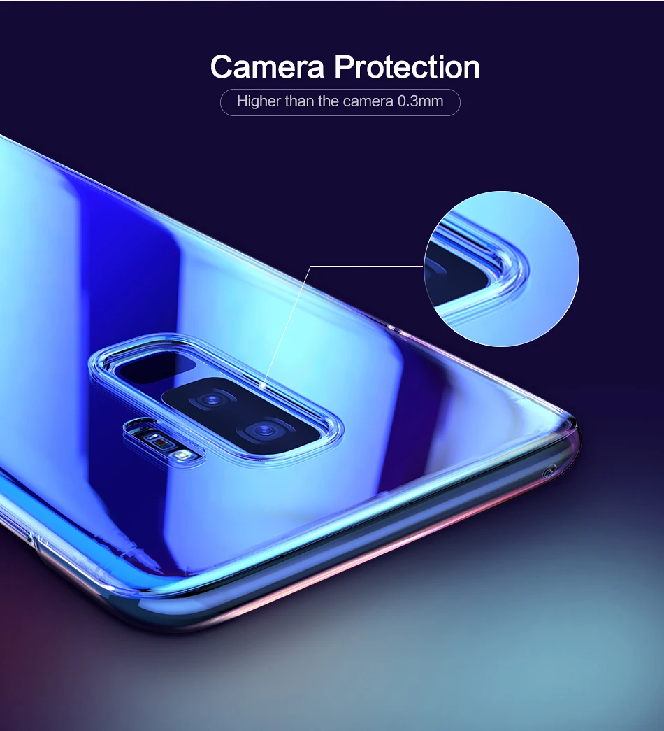 FLOVEME Hard PC Phone Case For Samsung S9 S8 Plus Luxury Slim Clear Gradient Blue Ray Light Cover For Samsung S 7 S7 Edge Case (3)