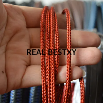 

REAL BESTXY 5m/lot 3mm red stainless steel threads braided cords braided stainless steel wire straps jewelry findings steelcord