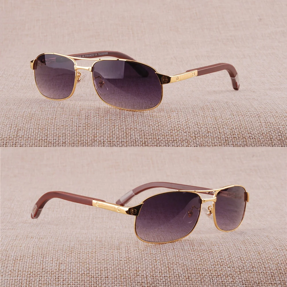

Vazrobe Sunglasses Men Brand designer Sun Glasses for Man Wood spring hinge Gold Silver Fashion Luxury mens Sunglass brown UV400