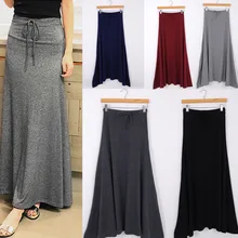 Пикантные Для женщин Сторона Разделение макси юбка Летний Стиль Slim Fit Повседневное длинные брюки для девочек эластичные юбки с завязками нуз магазин