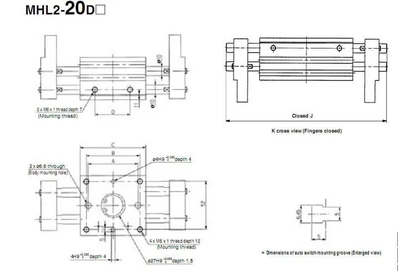 MHL2-20D широкий тип газа коготь (параллельный открытие и закрытие)