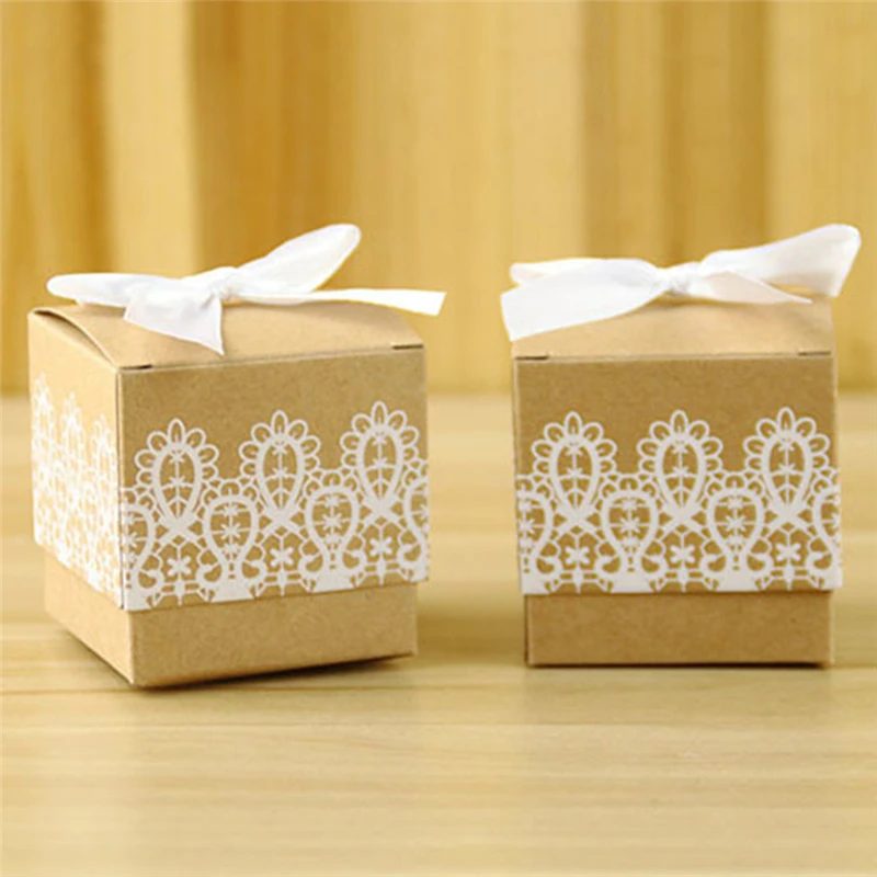 10pcs 5x5x5cm lace kraft
