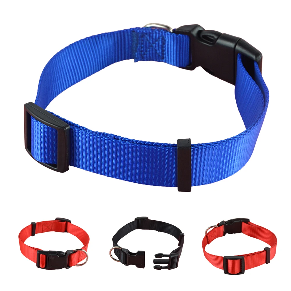 3 Colors 4 Sizes Pet Collar Red/Blue/Black Nylon Dog Puppy ...