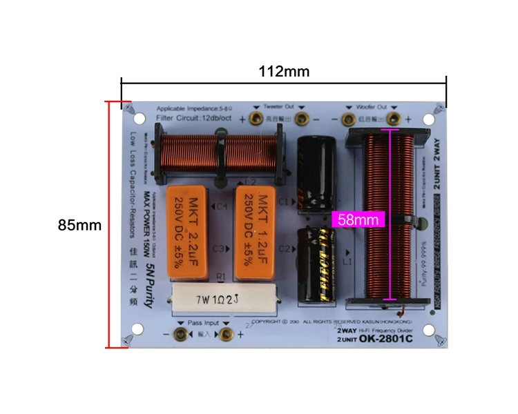 de oxigênio, cobre, 12db, para 3-10 polegadas, 150 hz, 2 peças