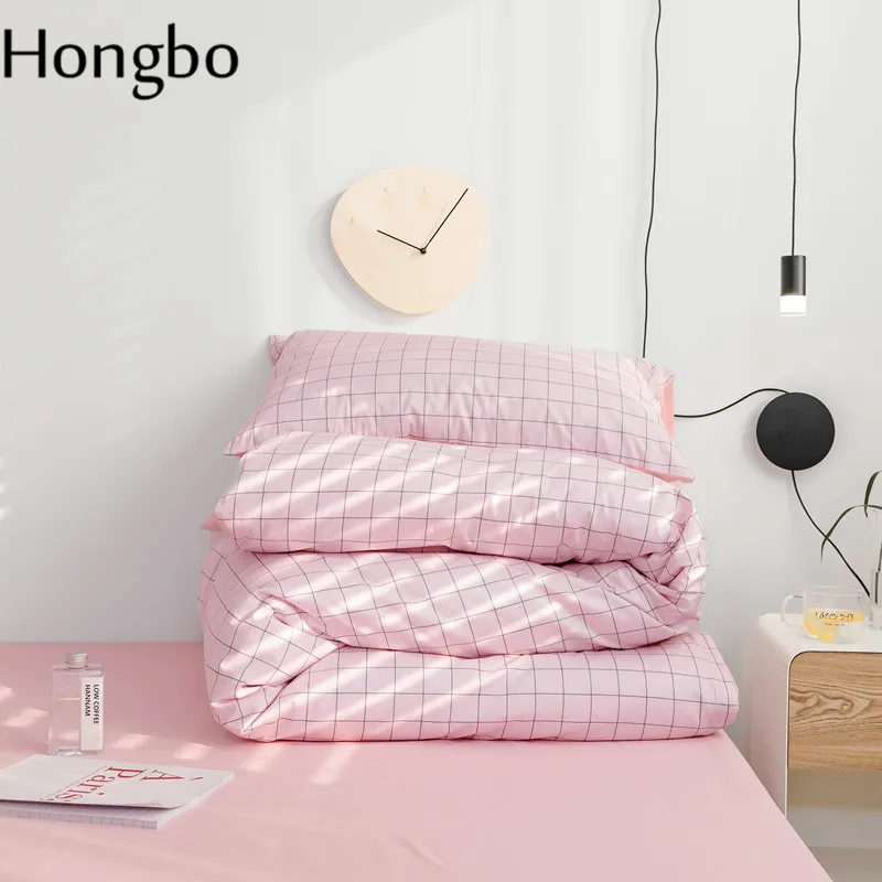Hongbo розовый сетчатый принт 100% хлопок пододеяльник толстый лист наволочка набор