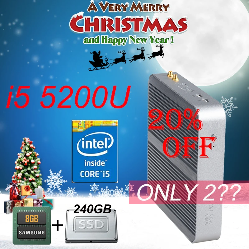 Micro HTPC UX850 intel core i5 5200U HD Graphics 5500 HDMI WIFI 8GB 240GB SSD Windows10 Mini PC Desktop Computer