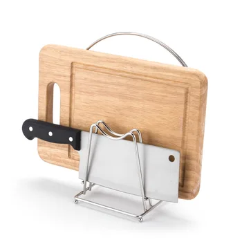 

ANHO Cutting Board Holder Stainless Steel Pot Lid Rack Stand Knife Block Dish Storage Shelf Kitchen Utensils Organizer Silver
