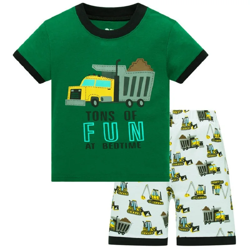 Летние пижамы с короткими рукавами и Бэтменом, хлопок, одежда для сна для мальчиков, Детская Пижама с рисунком поезда, детские пижамы для маленьких мальчиков