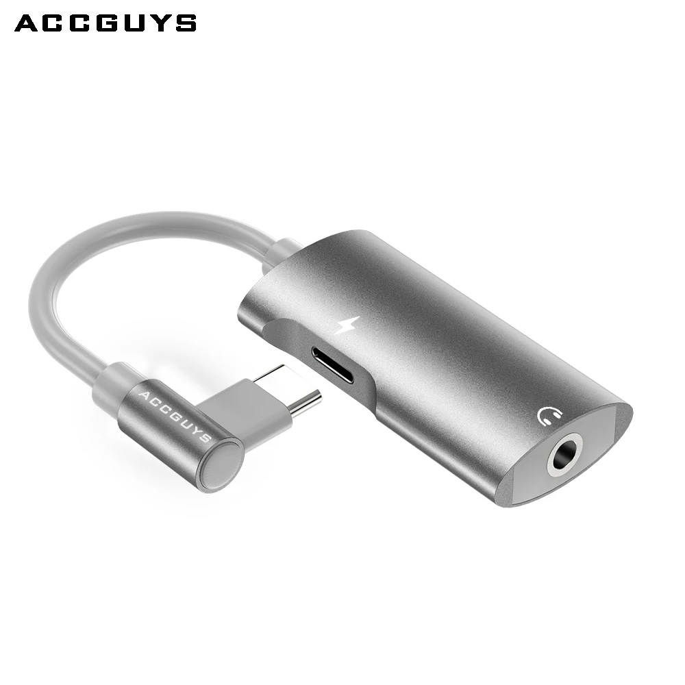 ACCGUYS 2 в 1 Тип C адаптер Aux аудио кабель зарядки до 3,5 мм Jack для Xiaomi Mi 6 huawei Motorola Moto Z w USB кабель - Цвет: Silver