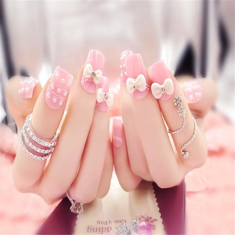 

24pcs high quality fashion charm pearl flash diamond small flower embellishment decoration bride fake nail patch DIY nail tool