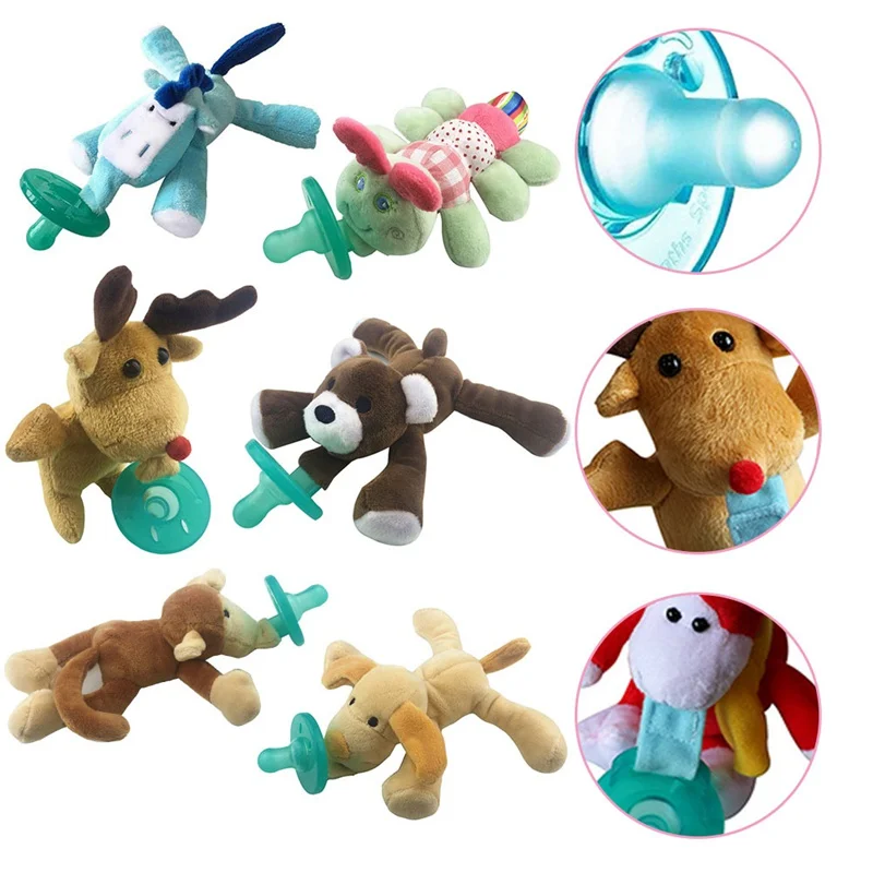 Baby Boys Girls Dummy Pacifier Cartoon Cute Plush Animal Pacifier Toys