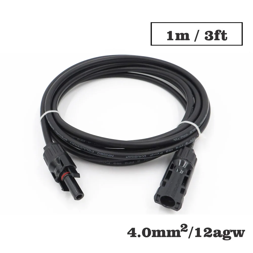1 шт. X 4mm2 12AWG 3FT м MC4 разъем подключения филиал черный параллельно серии расширить