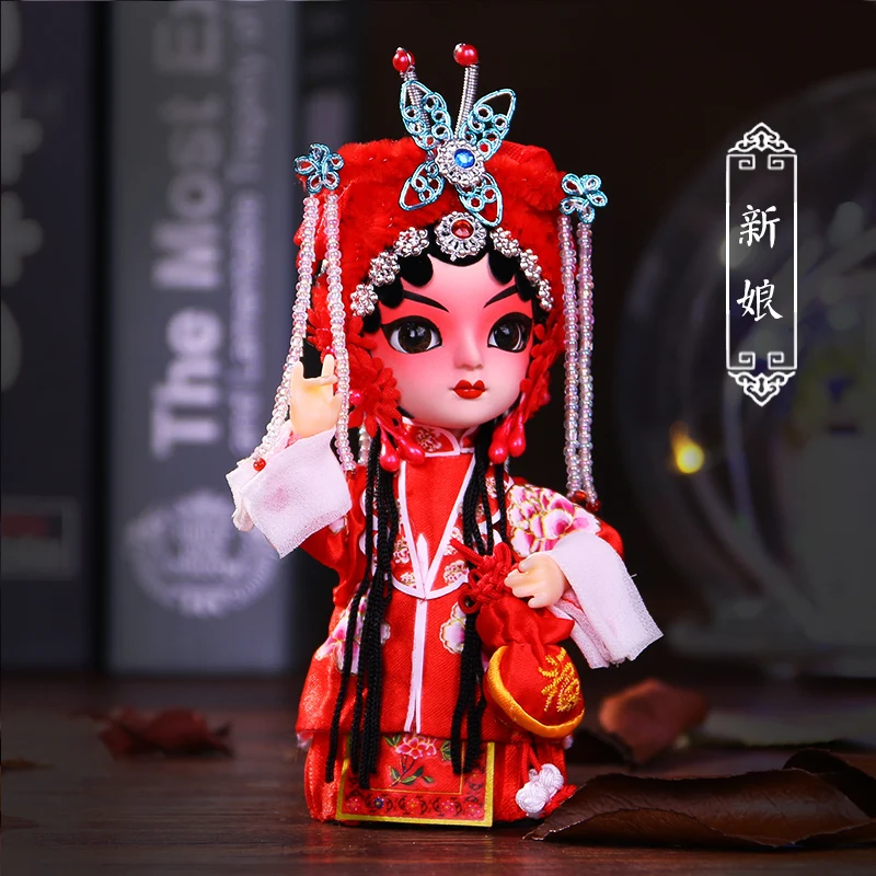 Vintage Tradition Chinese Opera Face Miniature Change Red Doll Figurine Toy 