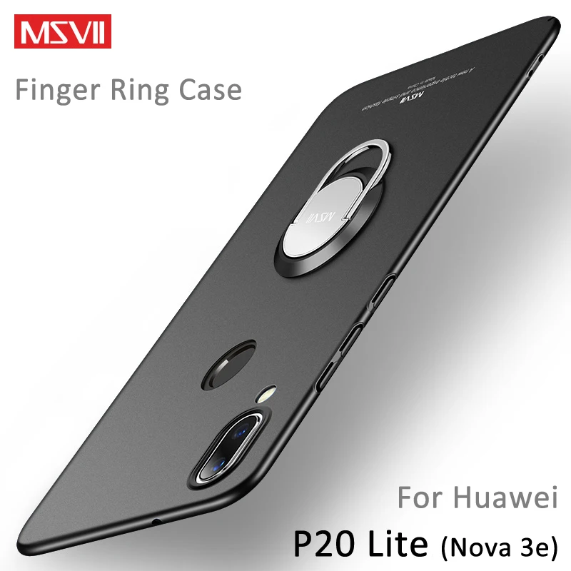 

For P20 Lite Case MSVII Ultra Slim Matte Cover Car Magnetic Finger Ring Case For Huawei P20 Lite P20Lite Nova 3e Nova3e Case