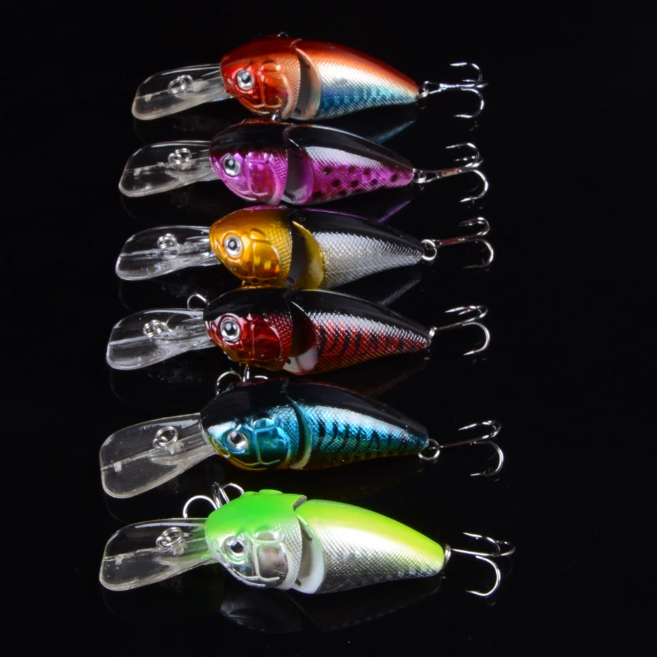 

6pcs/lot 8.5cm 14.8g 6 Colors Plastic Hard Crank Crankbait Baits Fishing Lures Two Treble Hooks Pesca With 3D Eyes