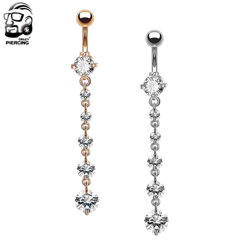 

Romantic Rose Gold Belly Piercing Jewelry 14G Surgical Steel Belly Button Rings Women Body Piercing Navel Bar Christmas Gifts
