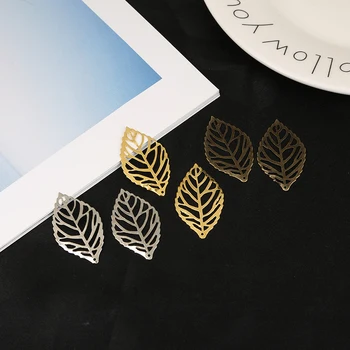 

10pcs 20x35mm Gold/Bronze/Rhodium Plated Leaf Shape Filigree Wraps Connectors Metal Crafts Gift Decoration DIY Jewelry Making