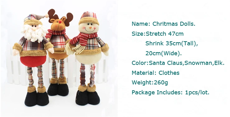 Выдвижные куклы Санта-Клаус Снеговик Лося Игрушки Рождественские украшения для елки Adornos De Navidad Natal игрушки, фигурки на новый год