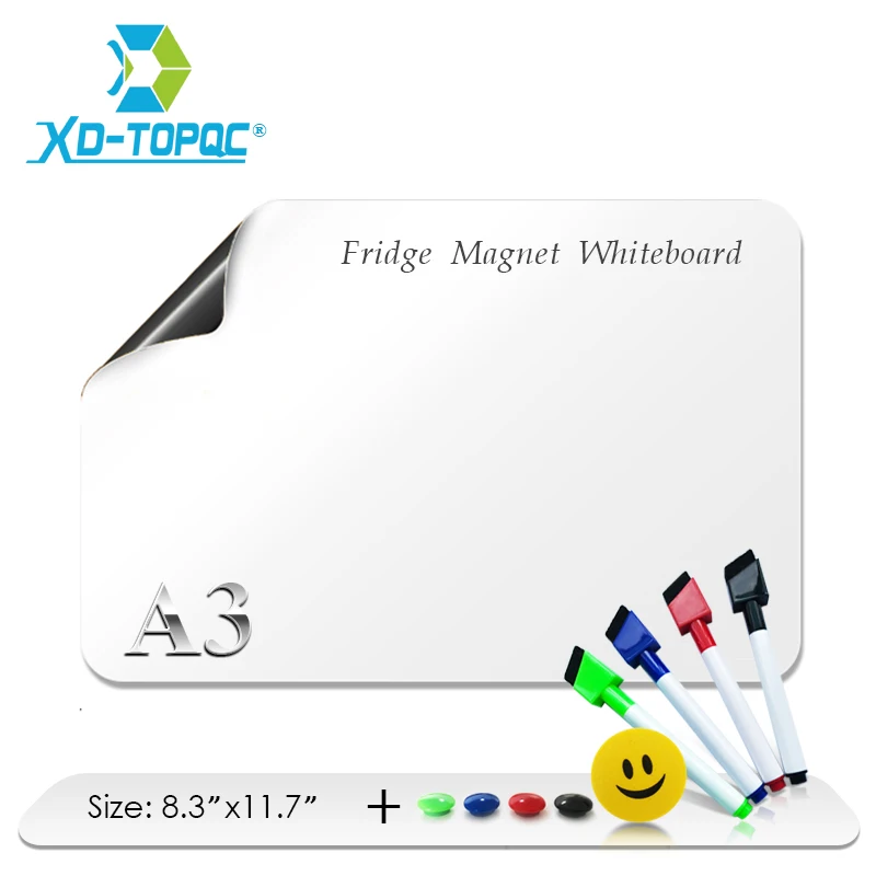 XINDI A3 Whiteboard 8.3″ x 11.7″ Flexible Fridge Magnets Waterproof Kids Drawing Board Message Magnetic Refrigerator Boards FM05
