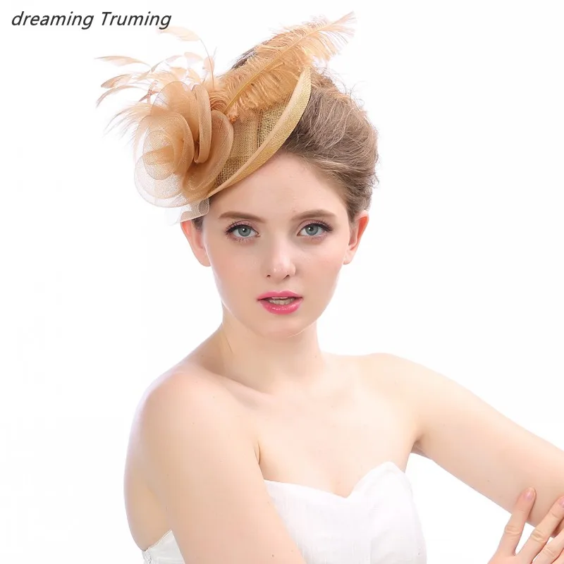 

Hot Selling Multi Colored Wedding Hats For Women Elegant Feathers Tulle Face Veil Headpiece Bridal Hats And Fascinators