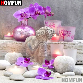 

HOMFUN Full Square/Round Drill 5D DIY Diamond Painting "Buddha religious flower" 3D Embroidery Cross Stitch 5D Decor Gift A16834