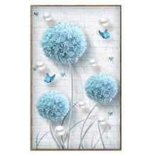 Youran DIY простой современный Алмазная вышивка Синий одуванчик бабочки Алмазная мозаика цветочный узор украшения дома картины