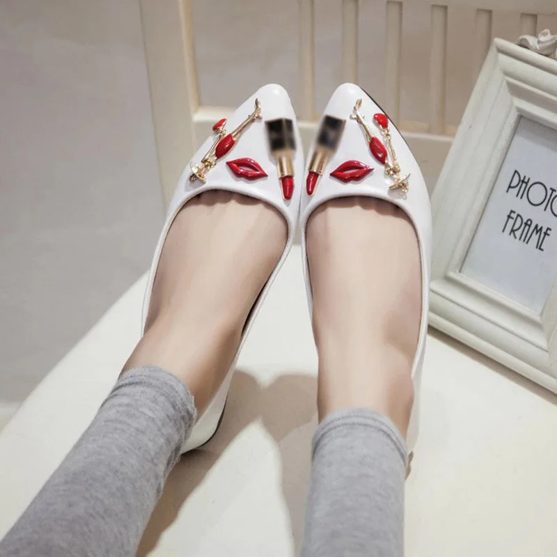 Fashion font b Women b font Shoes Spring 2016 Lipstick Pointed Toe Flats Soft Casual Boat