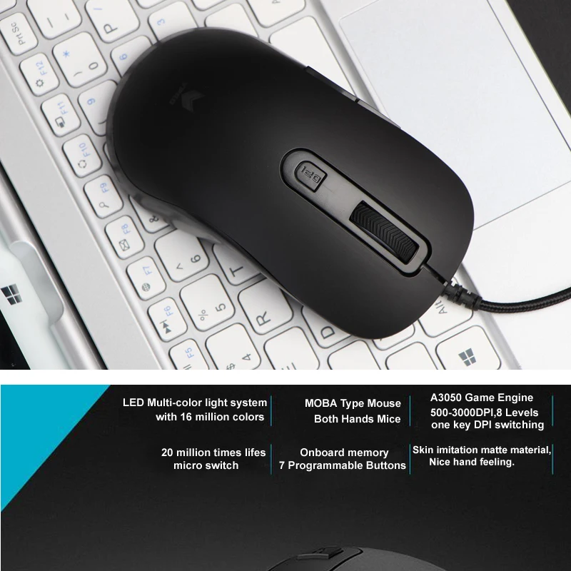 Подлинная Rapoo USB Проводная игровая мышь Эргономичный с умный свет 3000dip Pro Gamer мыши