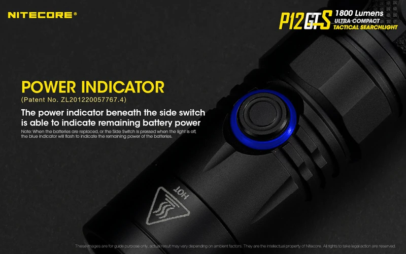 Nitecore P12GTS CREE XHP35 HD светодиодный фонарик 1800 Люмен Ультра Компактный Тактический без батареи