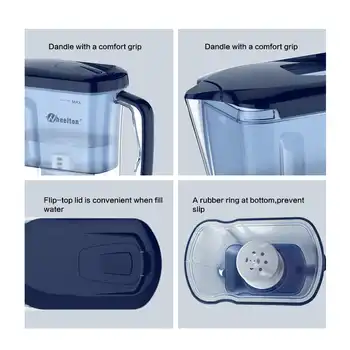 Wheelton Water filter pitcher Purifier BPA free Ion exchang reduce incrustation scale Extra 4 filters Germany warehouse Freeshi